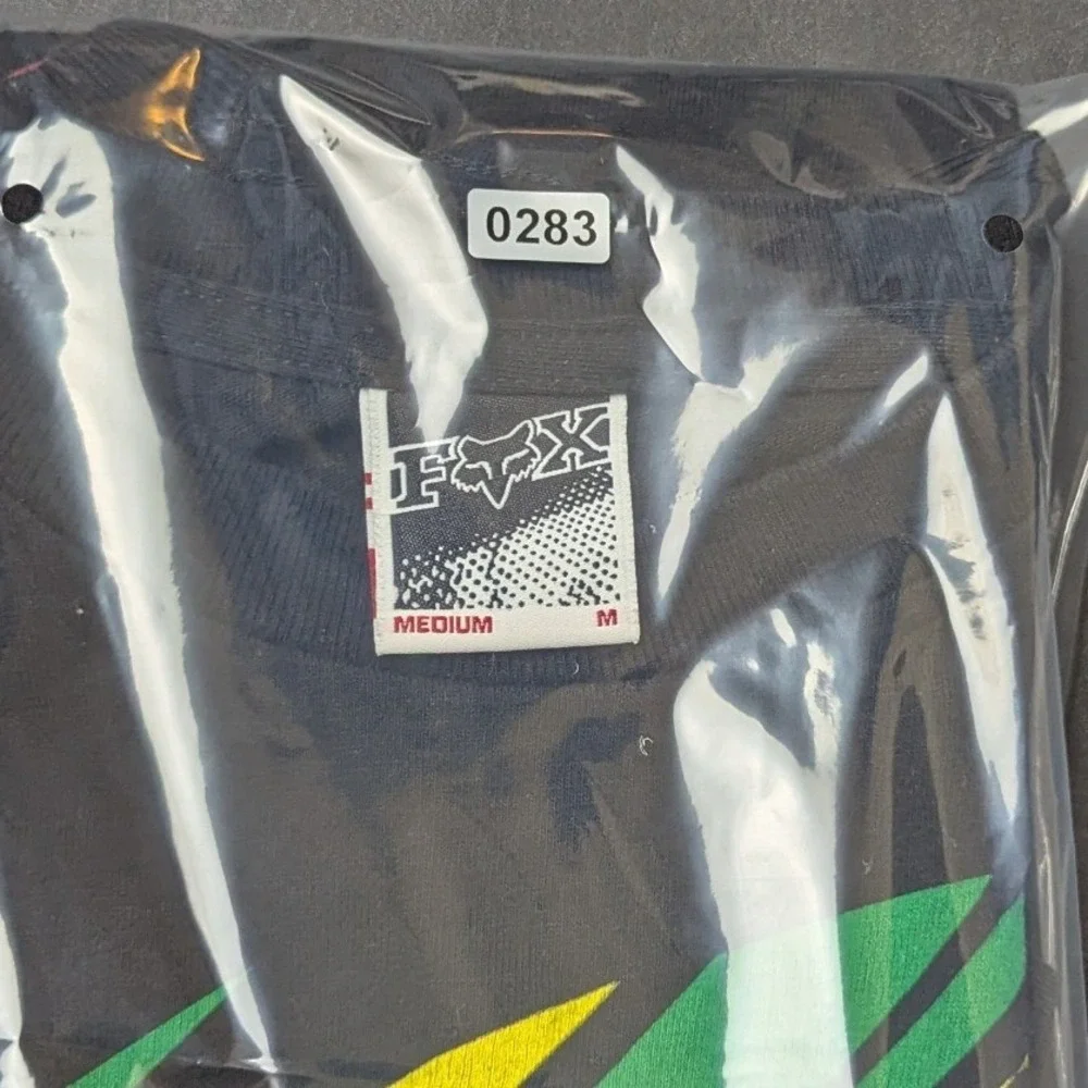 Fox Racing‎ Mens T-Shirt Medium Black Rasta Fox Head Logo Graphic 2010 Motocross